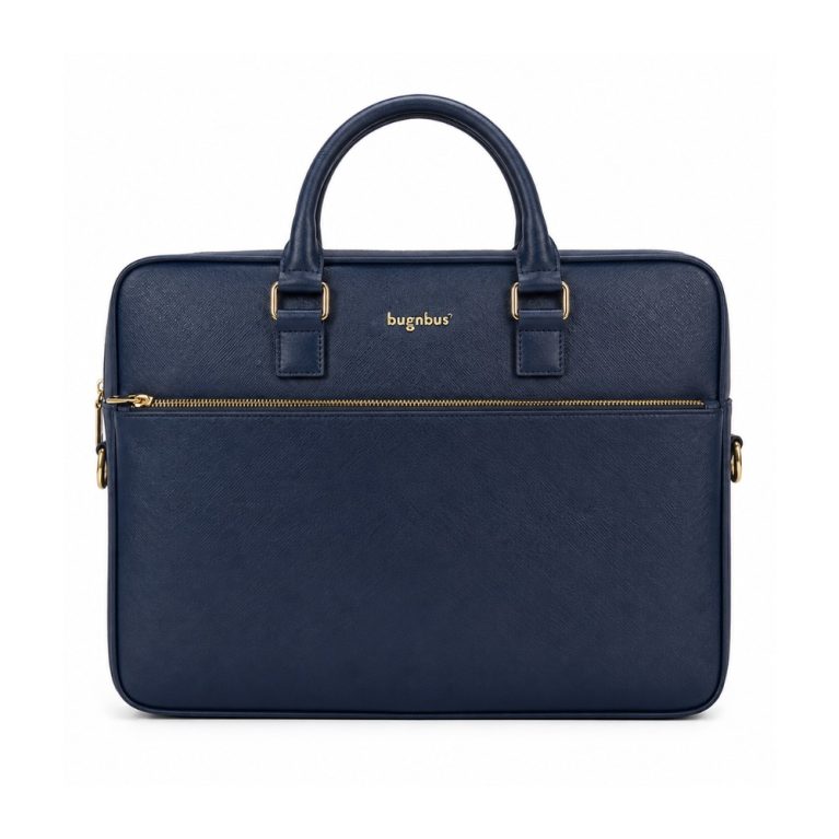 Geantă pentru Laptop din Piele Naturală BugnBus Monaco Bleu